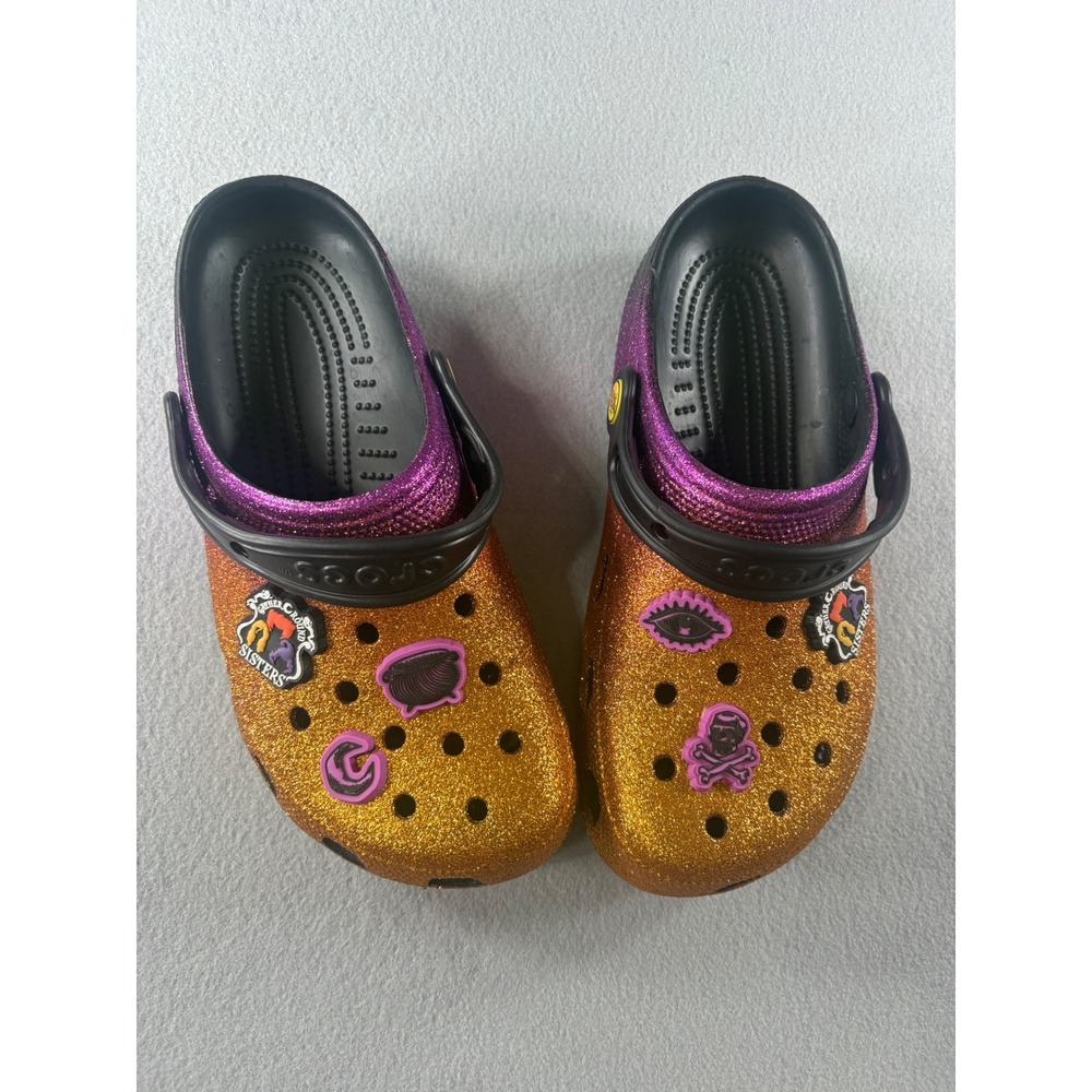 Disney Hocus Pocus Crocs Size Women's 9 - Men's 7 Sparkly Jibbitz Halloween